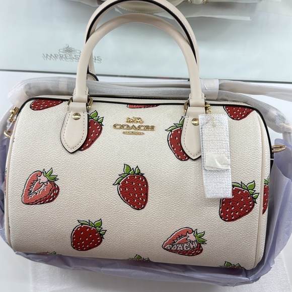 Coach Rowan Satchel Bag With Strawberry Print🍓✨ - Picture 3 of 7